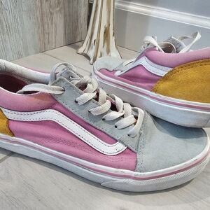 Vans Girls Sneakers Pink Yellow Blue Lace Up Multicolor Size 5.5Y